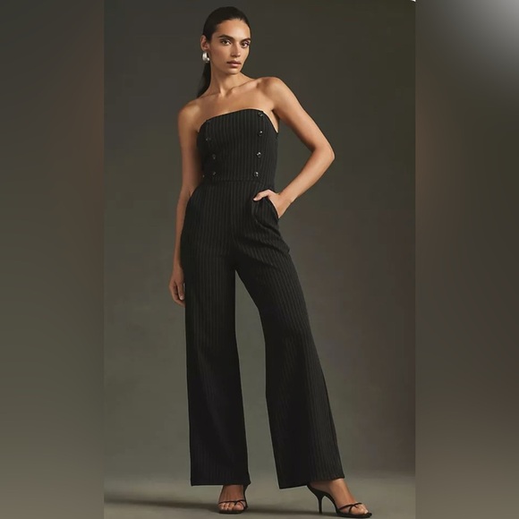 Anthropologie Dresses & Skirts - Anthropologie Maeve Dark Navy-Gray Pinstripe Jumpsuit